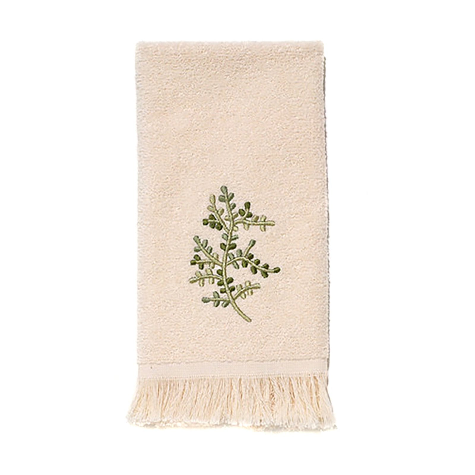 Greenwood Embroidered Fingertip Towel Ivory