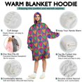 thumbnail image 5 of Colorful Strawberry Plants Fruit Checkered Wearable Oversized Blanket,Wearable Blanket Hoodie for Adults,Cozy Hooded Blankets with Super Pockets,Super Warm Fuzzy Pullover for Women & Men, 5 of 6