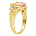 thumbnail image 2 of 14k Yellow Gold, Modern Design Ring Facetted Pink CZ Oct Synthetic Birthstones Size 7, 2 of 3