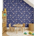 thumbnail image 4 of S4Sassy Bird & Vine Print Wallpaper - Blue Wall Covering, 25" X 240" Self-Adhesive Textured Vinyl Walls Paper, Wallwrap, Easy Diy Walls Covering For Kids Bedroom, Room Wall Decor, Playroom Wallpaper, 4 of 8