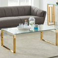 thumbnail image 1 of Rectangle Glass top Coffee Table, Coffee Table Gold Metal Legs, Midcentury Coffee Table, for Living Room, Snack End Tables, Cocktail Table for Home Living Room 16" H x 39" W x 18, 1 of 4
