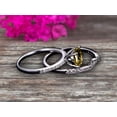 thumbnail image 3 of 2 Carat 6mm Round Cut Champagne Diamond Moissanite Engagement Ring On 10k White Gold With Wedding Band, 3 of 5