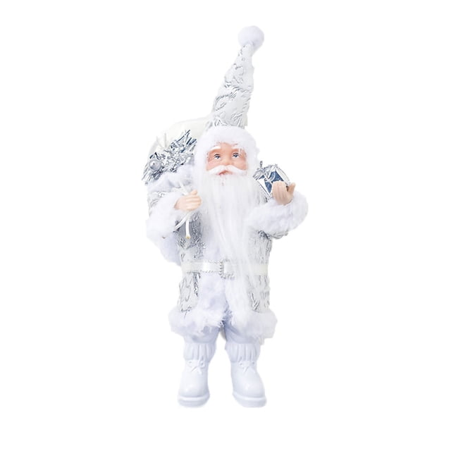 Fiudx Muñeco de Papá Noel de Franela de Pie, Adorno Festivo de Pvc, Decoración para El Hogar y Fiestas, Regalo Único para Navidad, Uso Interior y Exterior, 9,5 X 9,5 X 24 Cm, Ideal para Celebrar La N
