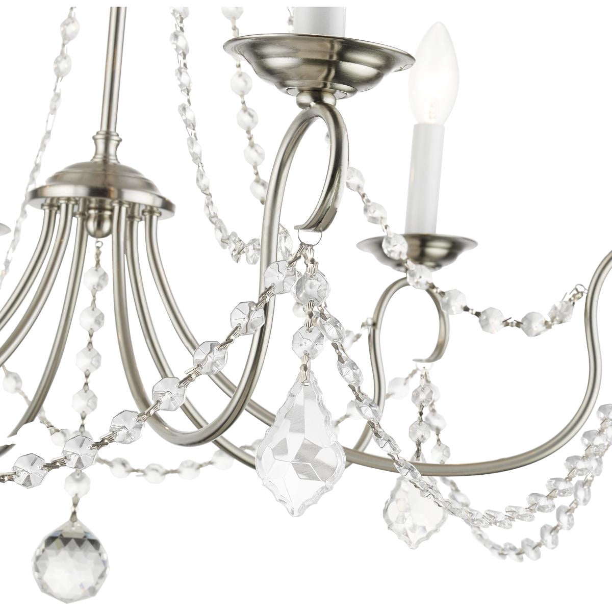 6 Light Brushed Nickel Chandelier with Steel base material