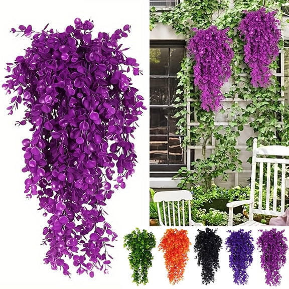 UALSRZL Fake Hanging Plants, 3pcs UV Resistant Artificial Hanging Plants, Fake Ivy Vines for Living Aesthetic Wall Patio Farmhouse Decorations, Black