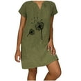 thumbnail image 1 of Yuyuzo Robes d'Été Décontractées pour Femmes 2025 Manches Courtes Col en V Robe en Lin Ample Tunique Confortable T-Shirts Robe Droite, 1 of 5