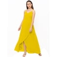 thumbnail image 2 of eloria Women's Georgette Summer Casual Split V Neck Sleevless Long Dress With Tie, Color : Yellow | Size : XL, 2 of 6