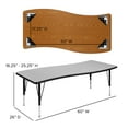 thumbnail image 4 of Flash Furniture Wren 26"W x 60"L Rectangular Wave Flexible Collaborative Grey Thermal Laminate Activity Table - Height Adjustable Short Legs, 4 of 11