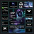 thumbnail image 2 of Acer Predator Triton 14 AI 14” WQXGA+ OLED 120Hz Gaming Copilot+ PC Laptop, Intel Core Ultra 9 processor 288V, NVIDIA GeForce RTX 5070 with 8GB GDDR7 VRAM, 32GB RAM, 2TB PCIe Gen 4 SSD, Black, 2 of 13