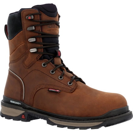ROCKY Bottes de Travail Imperméables pour Hommes 8 Pouces Béliers Corne Bout Composite Marron - RKK0394