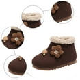 thumbnail image 6 of Toddler Girls Snow Boots Cute Knit Bowtie Floral Fuzzy Lined Winter Booties Side Zipper Nonslip Flat Ankle Boots 11 Little Kid Coffee, 6 of 6
