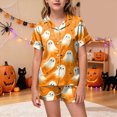 thumbnail image 2 of KPOPLK Girl's Halloween Pajamas Set Kids Girls Short Sleeve Button Down Shirt and Shorts Pjs 2Piece for 2-13Years,Size 6-7 Years, 2 of 5