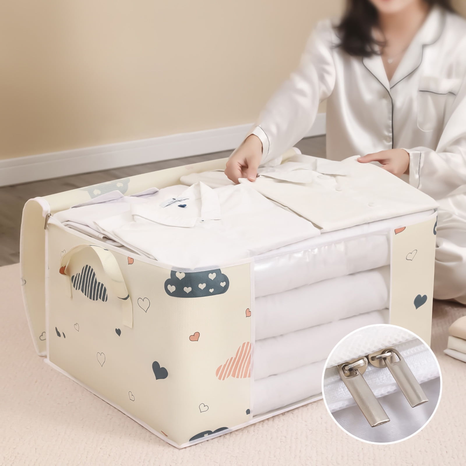 Comforter Storage Bag, Large Capacity Folding Organizer Bag for King/Queen  Comforters, Pillows, Blankets, Bedding/Quilt, Blanket, Duvet, Mothproof