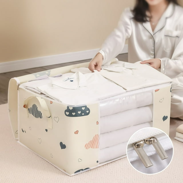Large Comforter Storage Bag | King Size Organizer for Blankets, Duvets & Pillows | Foldable, Washable, Mothproof | Reinforced Handles & Sturdy Zipper | Space-Saving Home Storage Solution