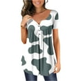 thumbnail image 2 of JINMGG Womens Tops Clearacne Women's Round Neck Cover Cow Print Top Women's Short Sleeve Tops, 2 of 5