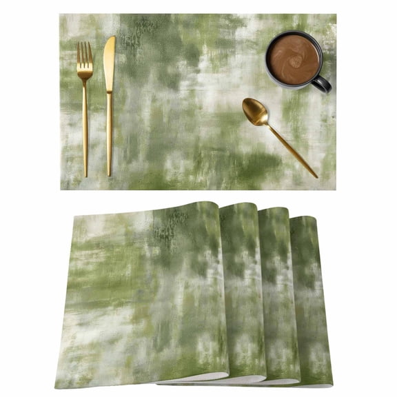 Sage Green Placemats Set of 8 Modern Abstract Minimalist Aesthetic Art Place Mats Indoor Wipeable Table Mats Washable Cloth Dining Table Placemats for Kitchen Holiday Party Home Decor 13x19 Inch