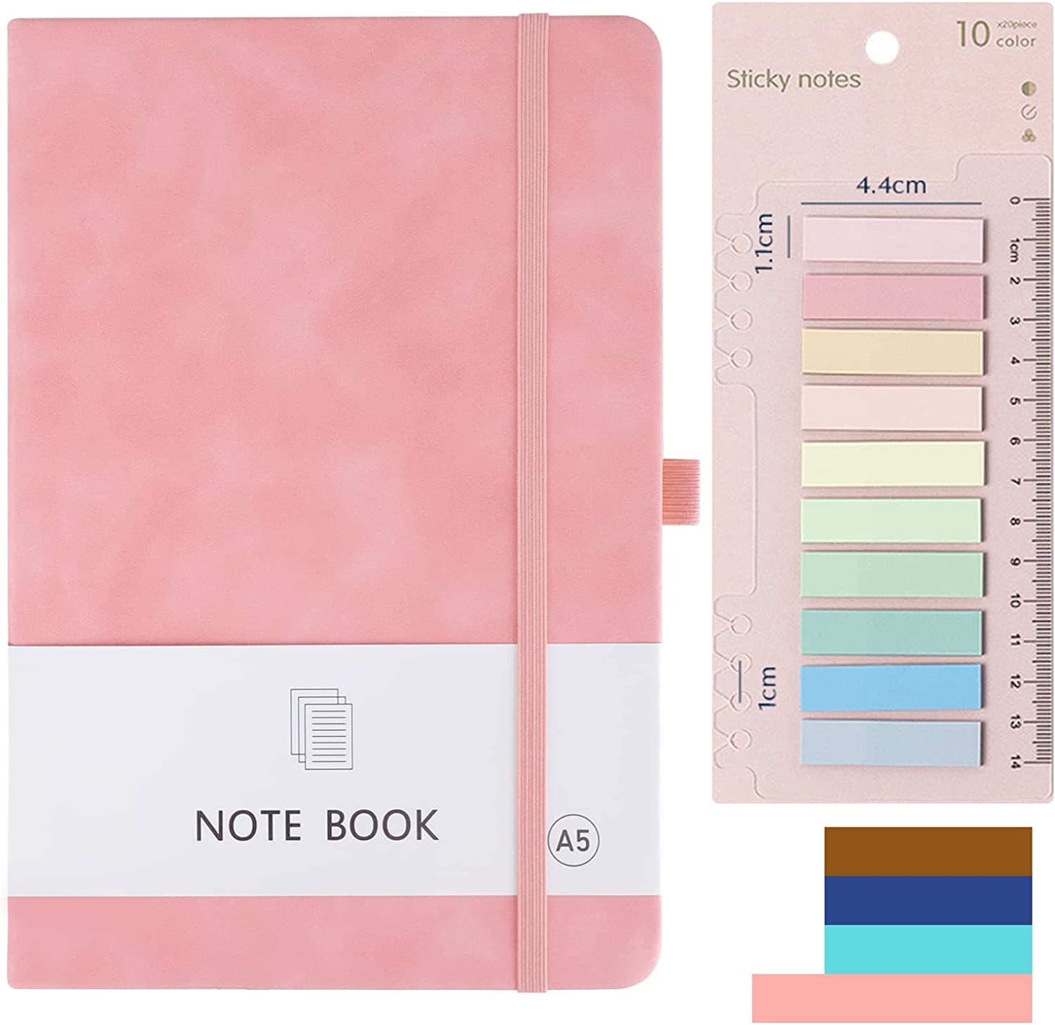 RETON Hardcover Leather Notebook A5 with Colorful Index Tabs, Executive