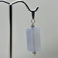 thumbnail image 6 of Natural Blue Chalcedony Rectangle Stardust Sterling Silver | 1.5" Long | Pendant, 6 of 7