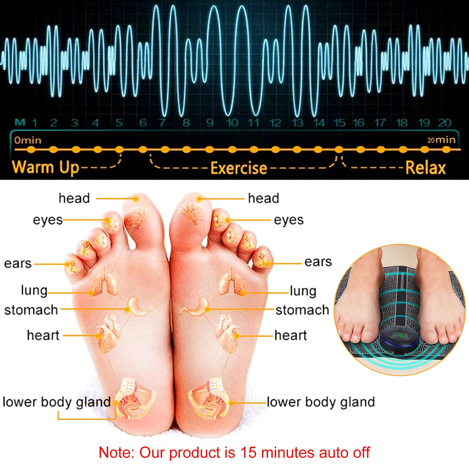 Foot Massager Mat TeqHome Foot Massager Pad for Pain Plantar Relief Muscle Relaxation Foldable Legs Feet Massager Pad with 8 Modes 19 Intensity Levels Remote Control