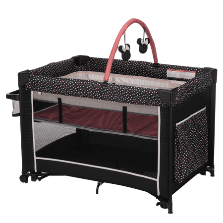 Disney Baby Classic Minnie Mouse 2-in-1 Play Yard with Rocking Bassinet, Minnie Charm,