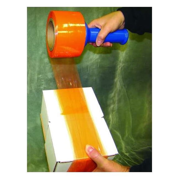 Stretch Wrap, 3" W x 1000 ft. L, 80 ga, Cast Style, Orange, Standard Duty 15A921