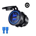 thumbnail image 1 of Speravity Enchufe de de coche ABS, a prueba de polvo, carga rápida, Interruptor táctil USB Dual, RV, barcos, yates, accesorios de toma de Gafas de moto Luz azul Speravity VI016789-01B, 1 of 6