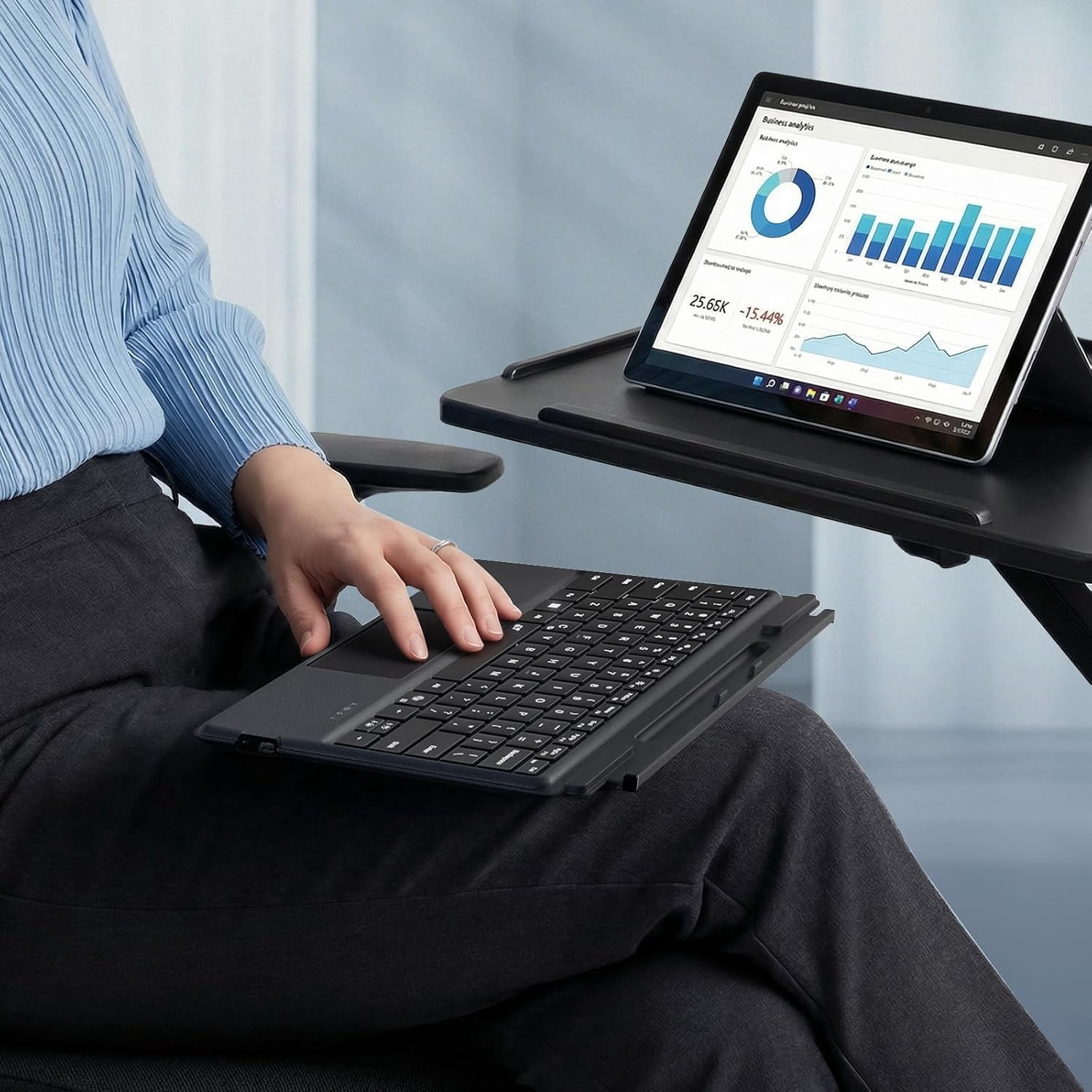 Meetion Surface Pro Keyboard, 7-Color Backlit, Detachable Bluetooth, Trackpad & Pen Slot, Rechargeable