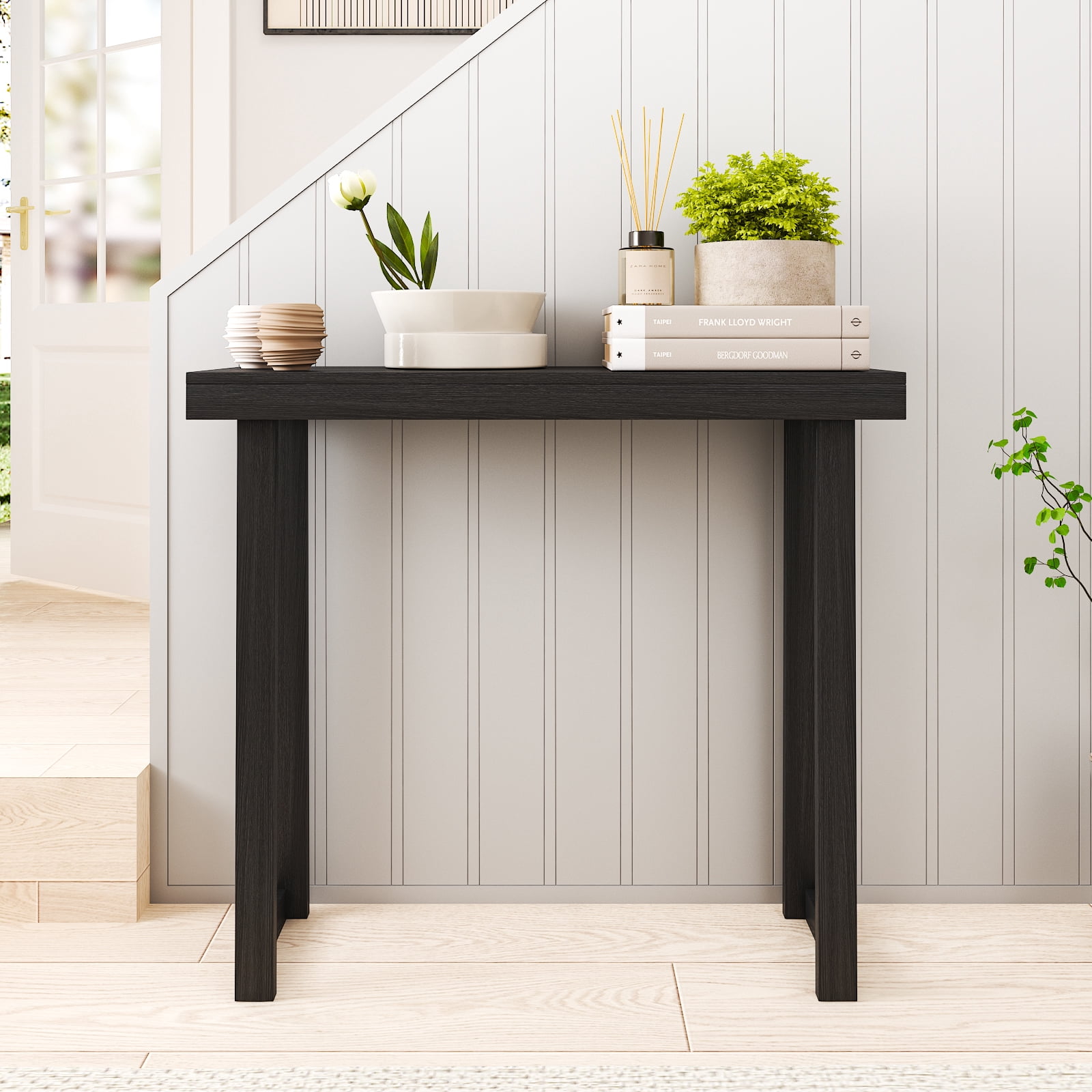 Ktaxon Wooden Entryway Table 36in Sofa Side Table Storage Display TV Table, Black