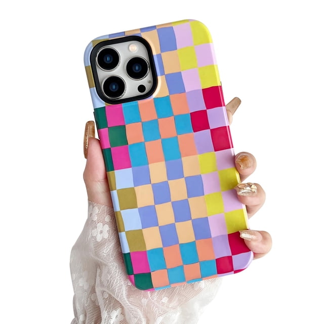 Branple Compatible Con Iphone 13 Pro Max Funda Linda Y Colorida A Cuadros Con Tpu Suave Y Delgada A Prueba De Golpes Y Fundas Protectoras De Pc Duras Para Mujeres/Hombres Diseñadas Para Iphone 13 Pro