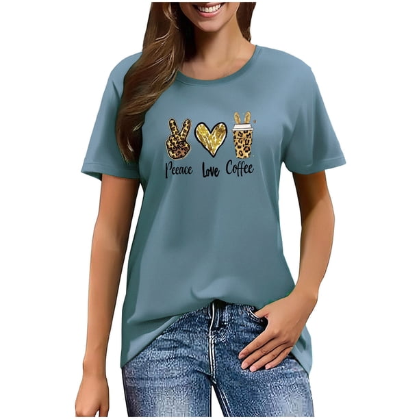 Mujeres Manga Corta de Verano Tops Pascua Impresa Cuello Redondo, Blusa de Moda Casual para la Primavera