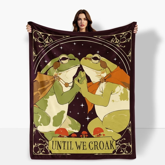 Frog Design Couples Together Forever Love Theme Fleece Blanket Sofa Bed Travel Camping Polyester Throw Shipped From USA Soft Warm Comfortable Flannel Blanket Ideal For Family Friends Gift