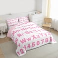 thumbnail image 4 of Manfei Abc Alphabet Bedding Comforter Set,Learning Alphabet Twin Comforter Sets,Pink White Bedding Set For Girl Boys,Luxury Bedroom Decor Reversible,2 Pieces, 4 of 9