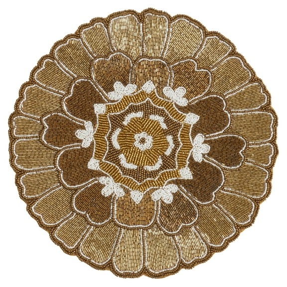 Saro Lifestyle Floral Design Beaded Placemat (Set of 4)