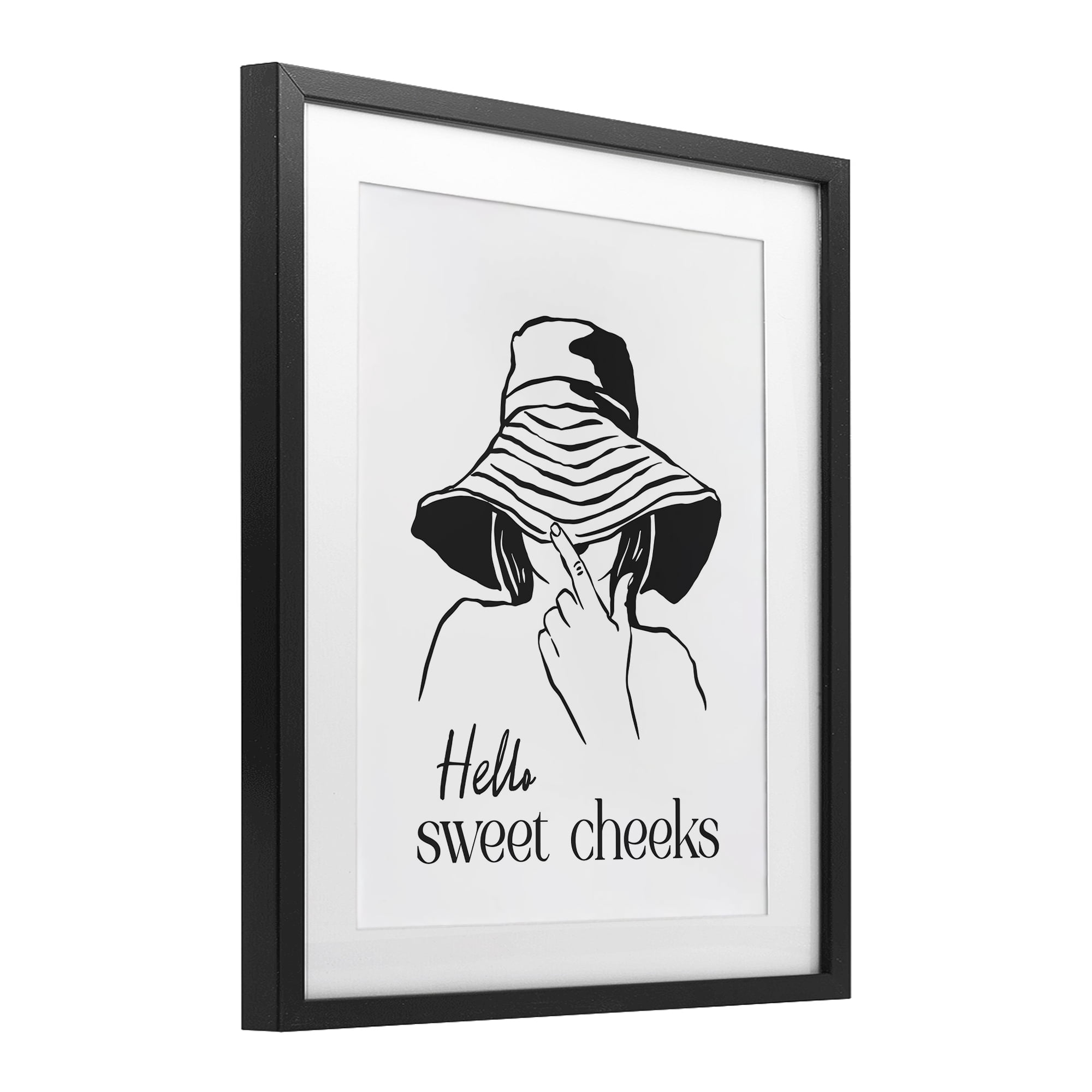 Stupell Industries Sweet Cheeks Bathroom Greeting Black Framed Print Under Glass, design by Lettered and Lined