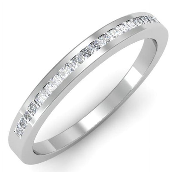 Dazzlingrock Collection 0.25 Carat (ctw) 10K Princess Cut White Diamond Ladies Anniversary Wedding Band Stackable Ring 1/4 CT, White Gold, Size 8.5