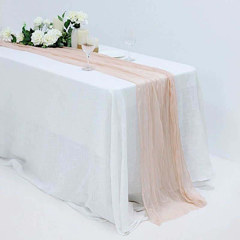 BalsaCircle 10 feet Blush Cotton Cheesecloth Gauze Extra Table Runner Wedding Reception Supplies Home Party Events Decorations