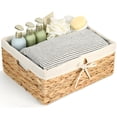 thumbnail image 5 of Storage Standard Large Rectangular Water Hyacinth Storage Basket with Cotton Liner, 15" x 12" x 6" Built-In Handles, Natural Woven Shelf Organizer for Pantry, Closet, Living Room, 5 of 13