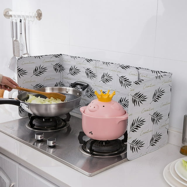 VONKY Wall Oil Splash Proof Baffle Frying Pan Oil Divider Protection Screen Anti Splatter Shield Guard Aluminium Foil Plate