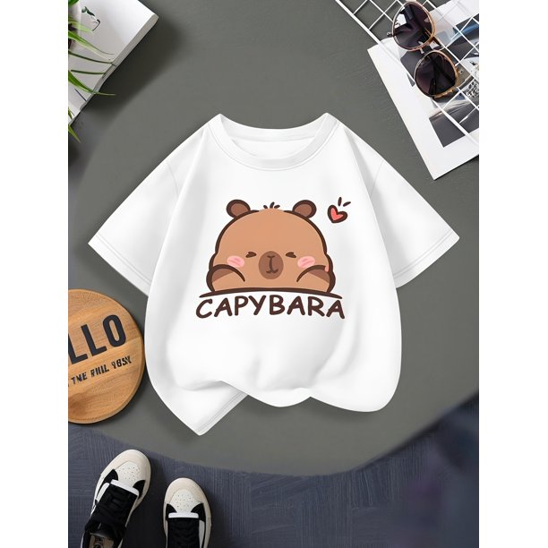 Creative Summer Patterned T-Shirt for Girls, Soft And Stretchy Comfortable Round Neck Short Sleeve Top, Shirt.