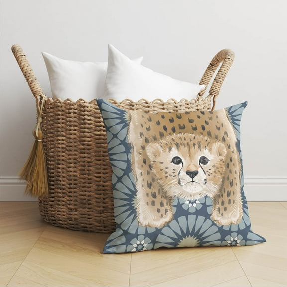 Lil Lying Leopard Tile Slate Throw Pillow