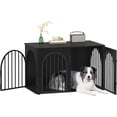 thumbnail image 3 of Hzuaneri Dog Crate Furniture, 39.4" Wooden Dog Kennel with Cushion, Indoor Dog Cage for Medium to Large Dog, Decorative Pet House Side End Table TV Stand, Heavy Duty, Black, 3 of 11