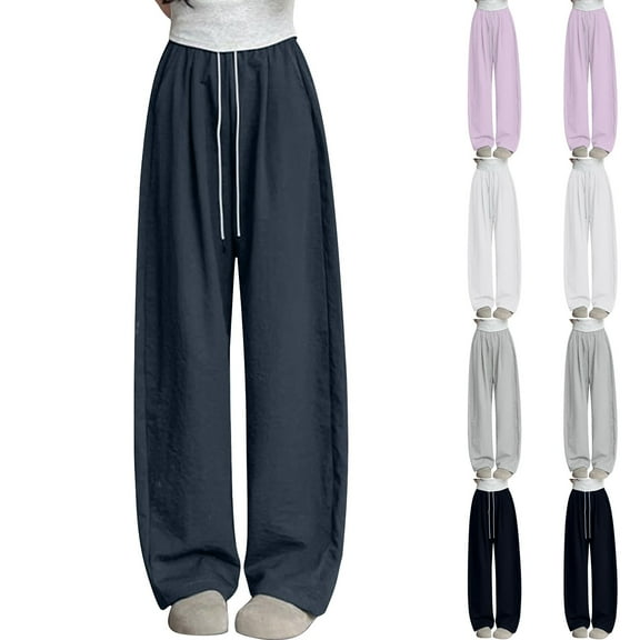 Bixock Women Fall and Winter Clothes,Women Casual Pants,Ladies' Fall Thin Solid Color High Waist Loose Hanging Straight Casual Pants Sports Drying Pants