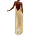 thumbnail image 3 of Diconna Robe Longue en Satin Sans Manches à Bretelles Spaghetti Dos Ouvert Robe de Cocktail Soirée, 3 of 8