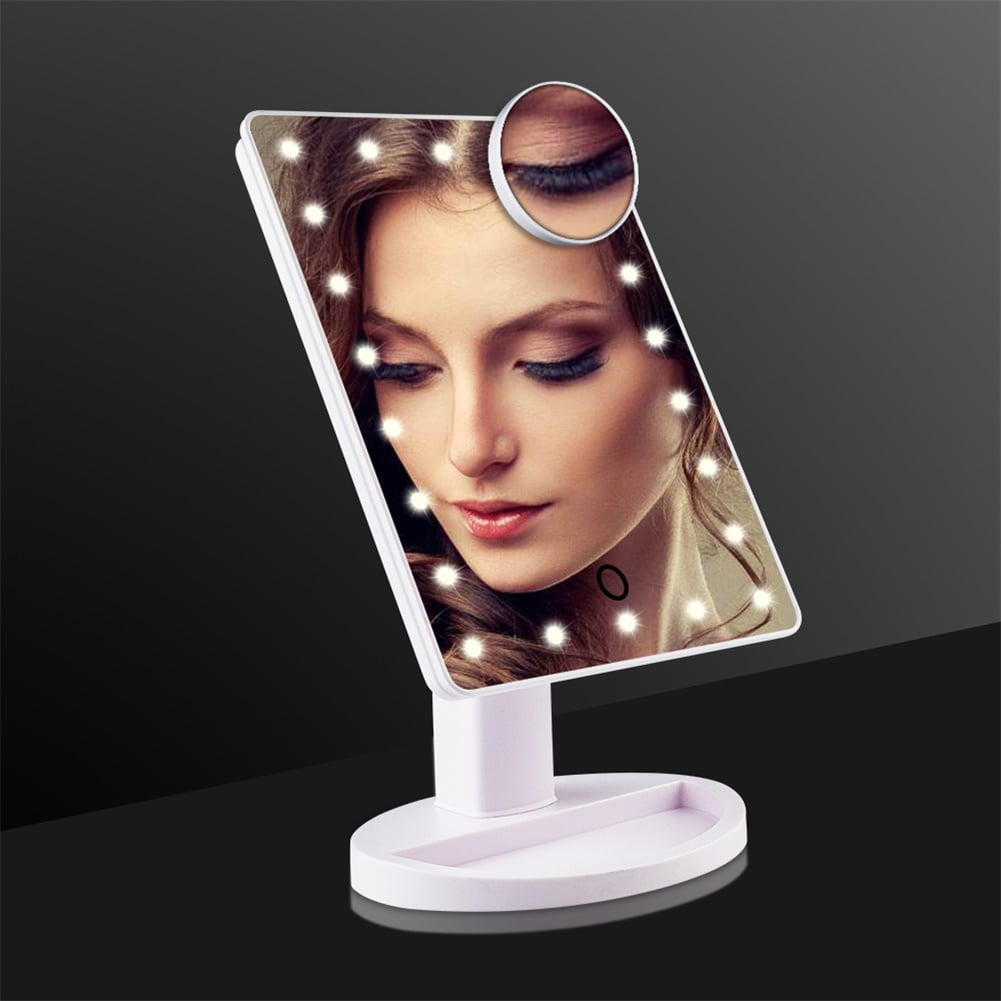 Black / White Fashion Makeup Mirror with 22 LED Light for Women, 12Inch Large Screen Makeup