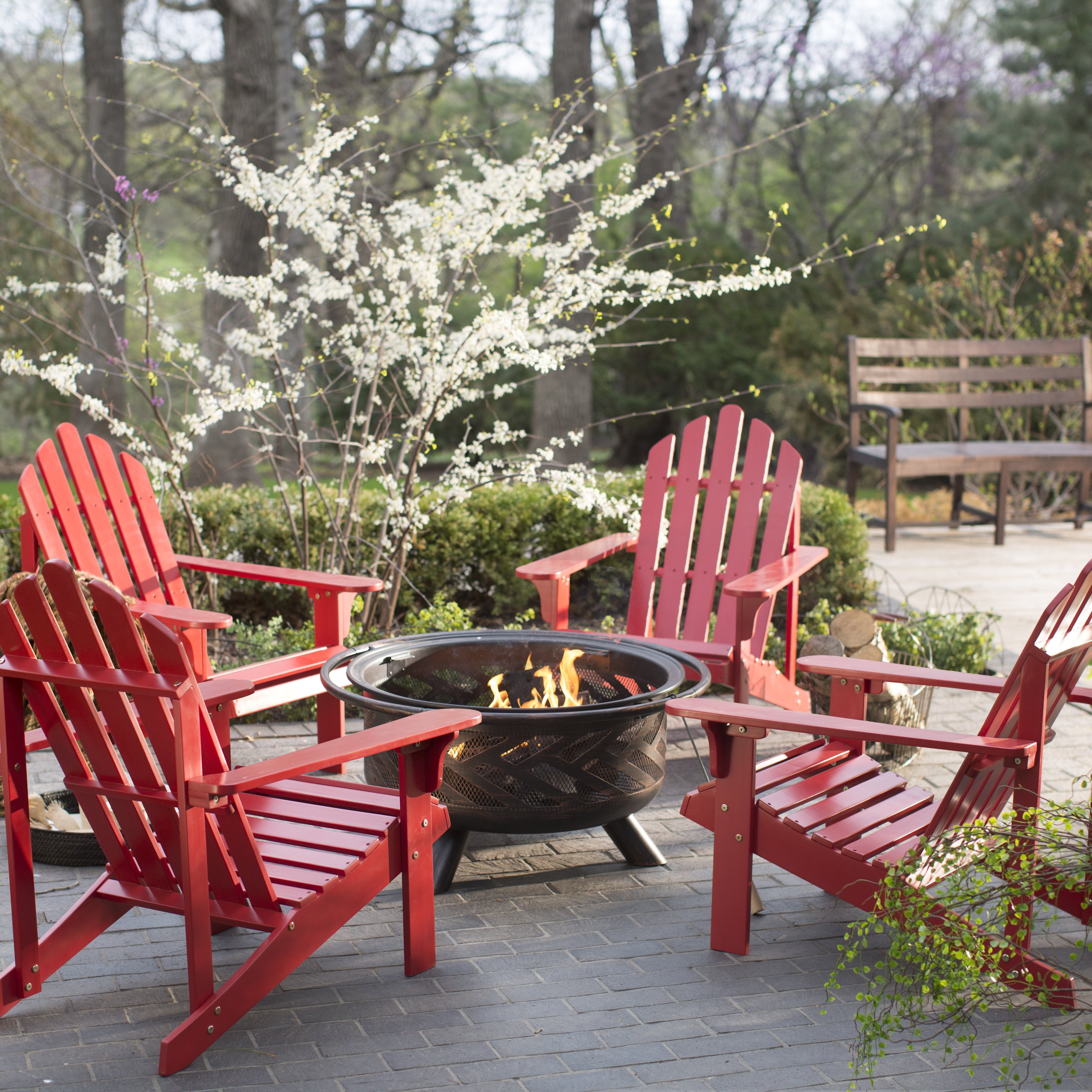 Coral Coast Pleasant Bay Adirondack Aspen Firepit Chat Set Seating for 4 by Oogaa