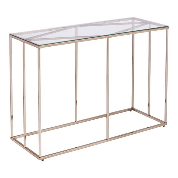 SEI Furniture Nicholance Contemporary Glass-Top Console Table Champagne