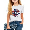 thumbnail image 2 of BRGZLK Children's Independence Day Patriotic T-Shirt Trendy Letter Printed Tees Casual Loose Round Neck Short Sleeved Tops White 3-4 Years, 2 of 4