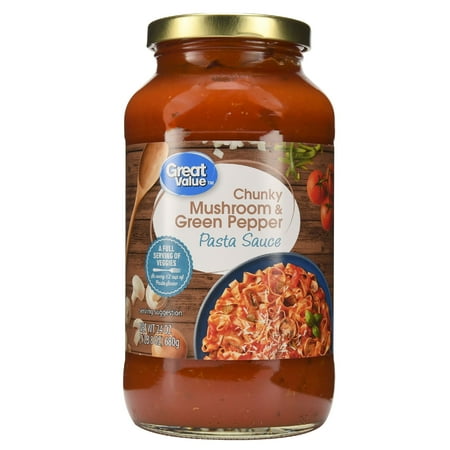 (3 Pack) Great Value Chunky Mushroom & Green Pepper Pasta Sauce, 24 (Best Healthy Pasta Sauce)