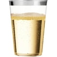 thumbnail image 3 of 100 Silver Plastic Cups 14 Oz Clear Plastic Cups Tumblers Silver Rimmed Cups Fancy Disposable Wedding Cups Elegant Party Cups with Silver Rim, 3 of 7