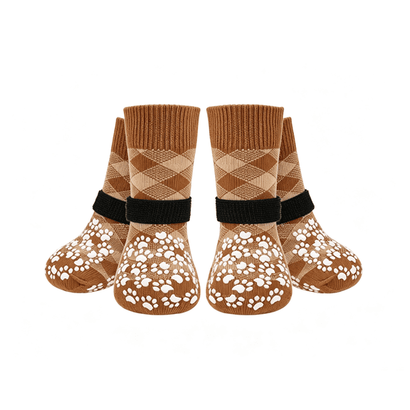 Kaleduo Dog Socks for Summer Hot Pavement to Prevent Licking Paws, Anti Slip Doggie Booties Grippy Shoes for Hardwood Floors, Boots & Paw Protectors for Small Medium Large Senior Dogs Khaki M